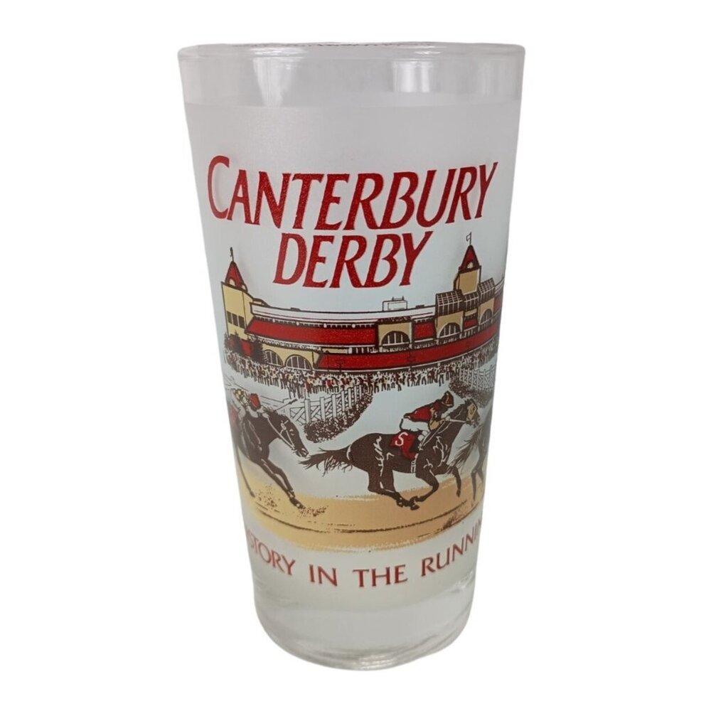 Canterbury Derby 1985 Inaugural Running Mint Julep Frosted Glass Horse Racing